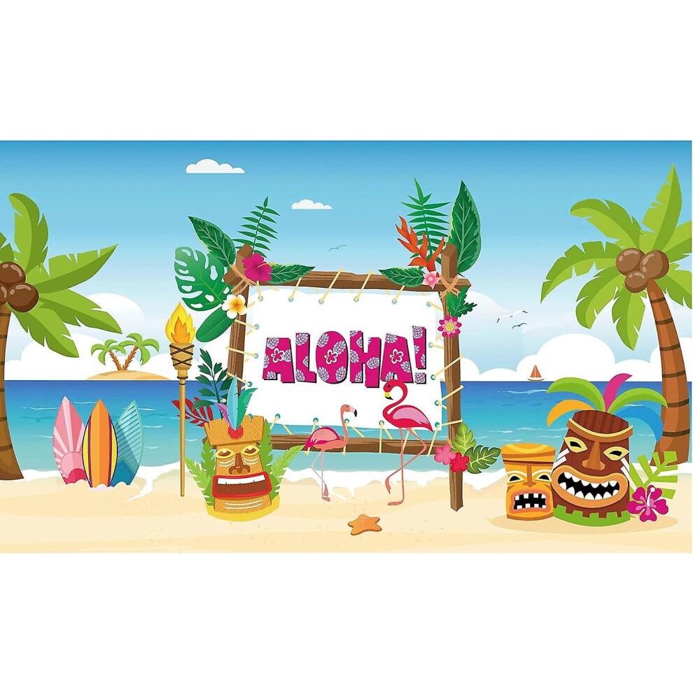 Kikidex (As Show, One Size) Aloha Hawaiian Beach Party Backdrop, Luau Tropical Flamingo Summer Pool Banner, Hawaiian Photo Booth Backdrop Background