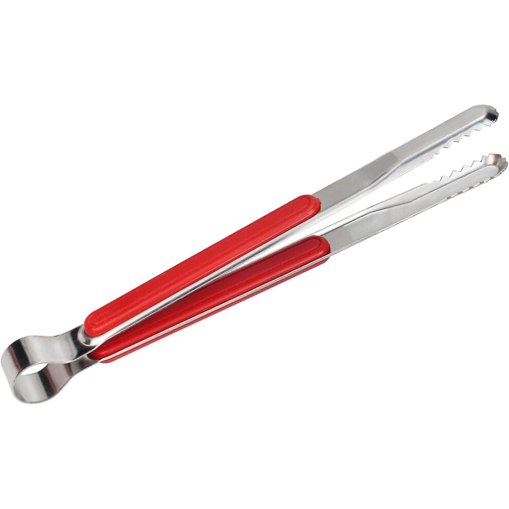 Kikidex (As Show, One Size) 304 Stainless Steel Multi-Function Cooking Tongs For Bbq, Kitchen #03 9" Red