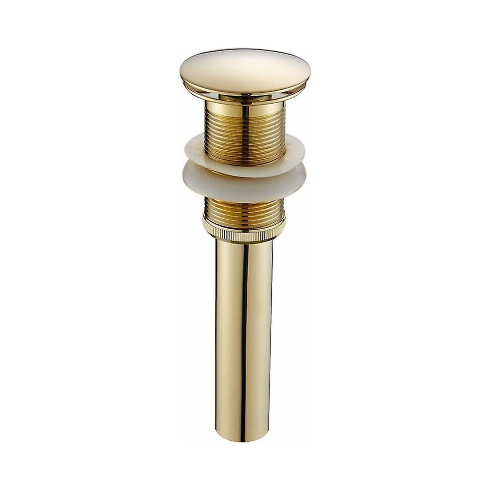 Kikidex (As Show, One Size) Premium Stainless Steel And Brass Pop Up Sink Drain Without Overflow. Gold
