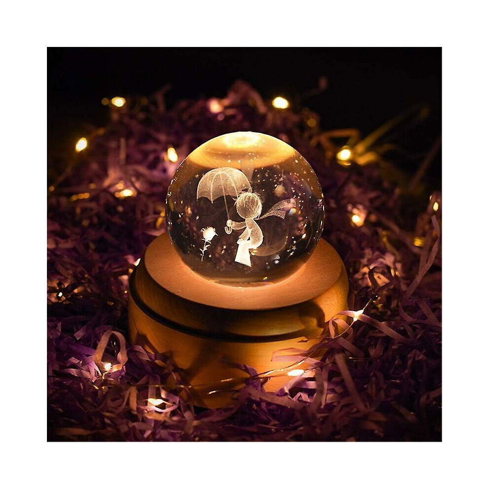 Kikidex (As Show, One Size) Little Prince Moon 3D Wooden Rotating Music Box - Home Decoration