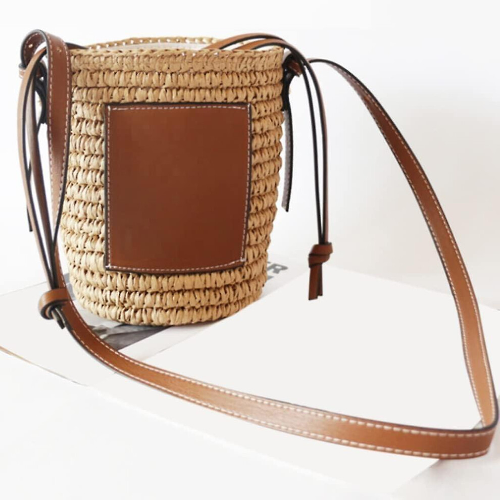 Kikidex (As Show, One Size) Round Straw Bag Woven Messenger Beach Bag