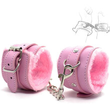 Fuzzy Handcuffs 1 Pair Plush Wrist And Ankle Restraints Pink For Bedroom Bondage Kit