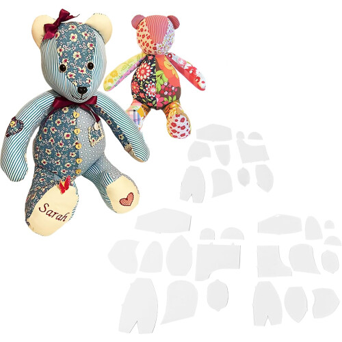 Memory Bear Template Ruler Set 30-Piece Acrylic Sewing Patterns For Beginners Bear Pattern Quilting Cutting Set 1