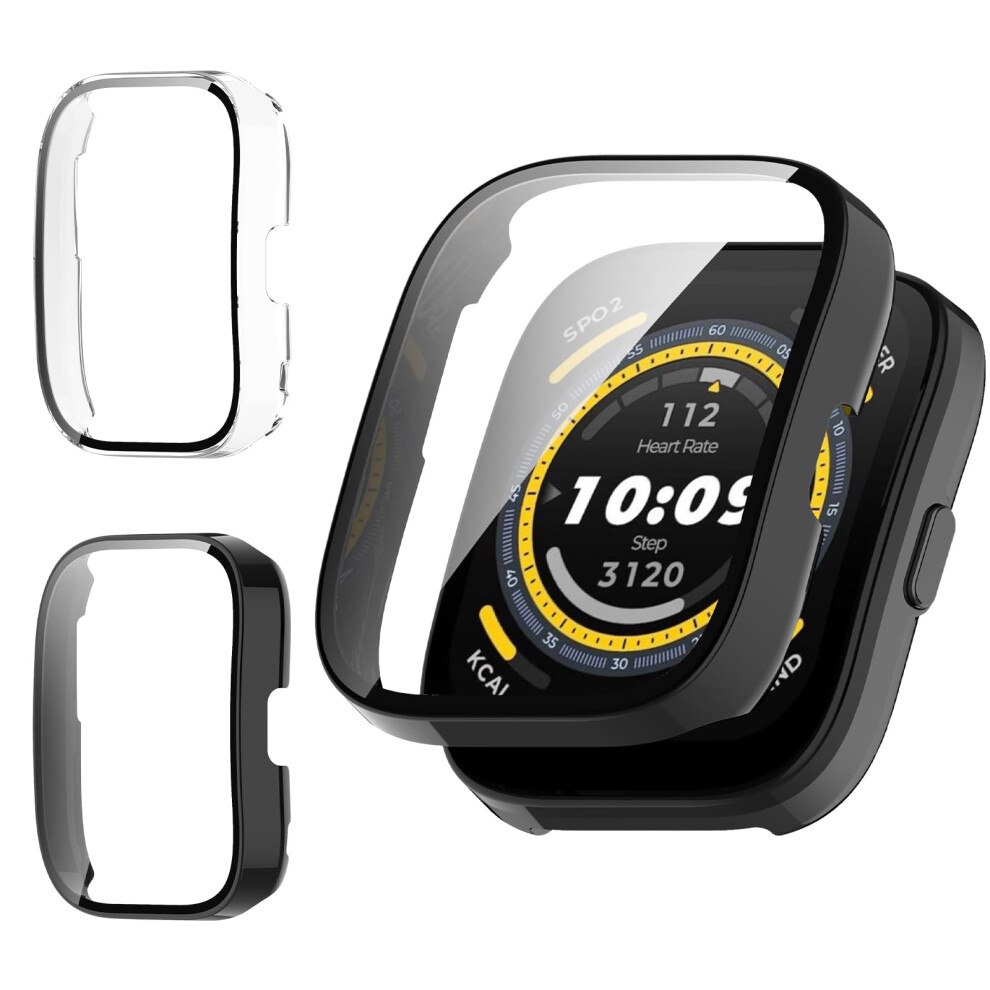 Cover Two Piece With 9H Tempered Glass Screen Protector Pc Protective Case Full Protection Transparent For Amazfit Bip 5 Black 9105992834280