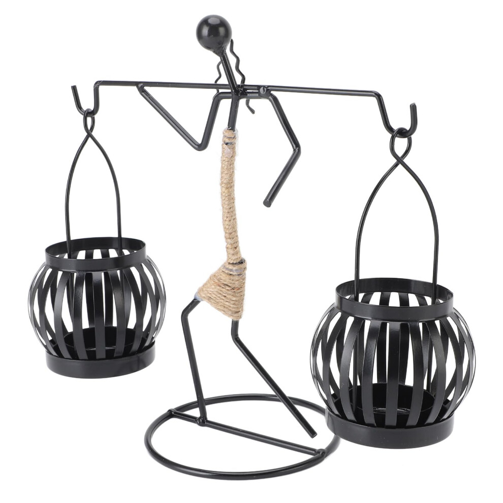 Iron Figure Candlestick Holder Model 7150V-01 Girls Carry 2 Lanterns For Living Room Office-image-OPC-PMKM5TM-NEW