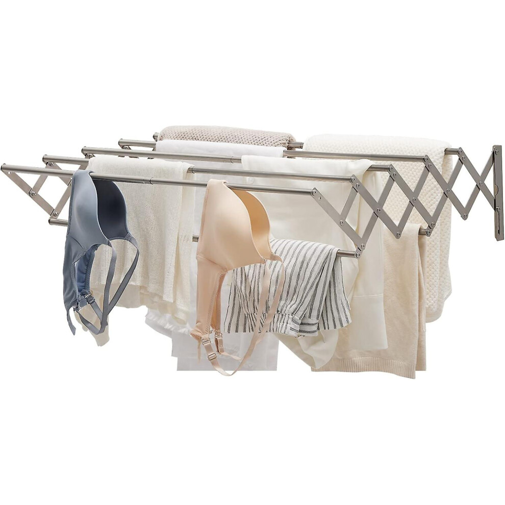 Kikidex (As Show, One Size) Foldable Wall Mounted Laundry Drying Rack, Retractable Towel Rack, Bathroom Towel Rack, Expandable Laundry Drying Rack For Indoor