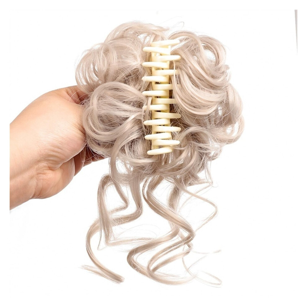 Hair Bun Synthetic Chignon Clip-In Messy Wavy Curly Updo Hair Extensions, Claw Clip Ponytail For Women, 1-Piece