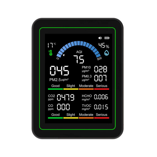 Indoor Air Quality Monitors Accurate PM1.0, PM2.5, PM10,-Black