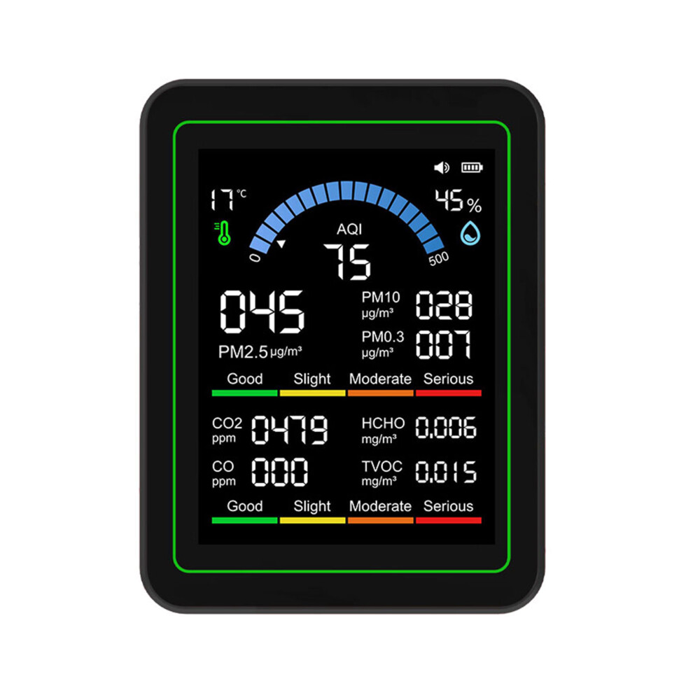 Black Indoor Air Quality Monitors Accurate Pm1.0, Pm2.5, Pm10,
