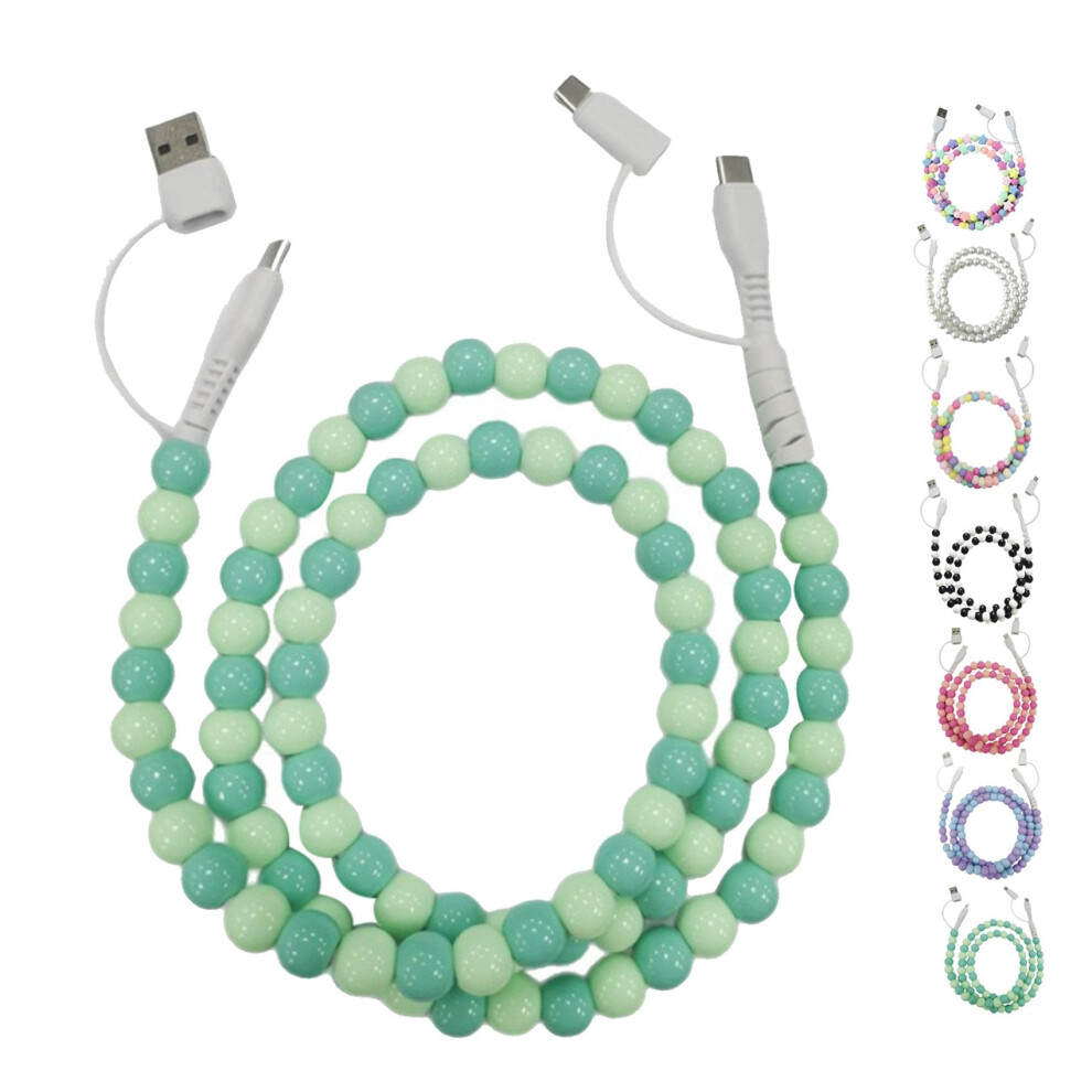 4-In-1 Beaded Charging Cord 66W Fast Charging 3.3 Ft Cable For Iphone Bead Colorful Green 9067246440138