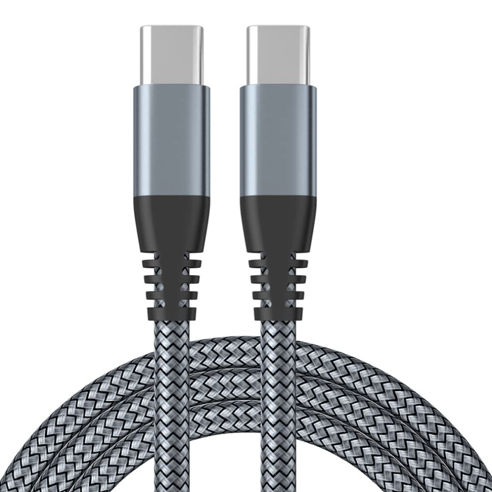 Charger Cable Nylon Braided 1M Usb-C To Usb-C Data Sync Compatible With Iphone & Samsung Pd 20W Grey 9067246440336