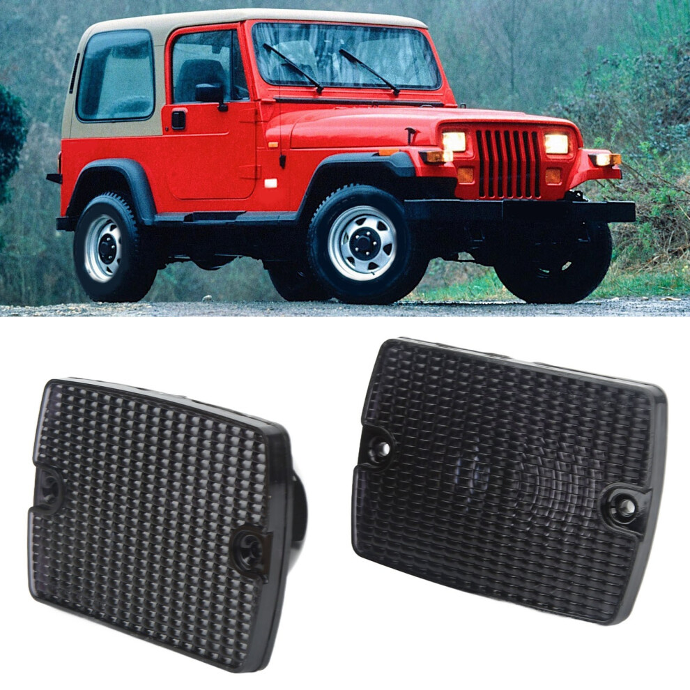 Front Turn Signal Lens For Jeep Wrangler Yj 1987-1995 Replacement Black 4001357048932