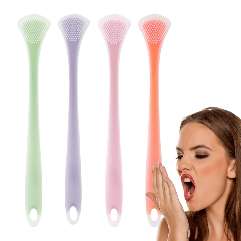 Tongue Scraper Silicone 4-Piece Set, Tongue Cleaner For Fresher Breath