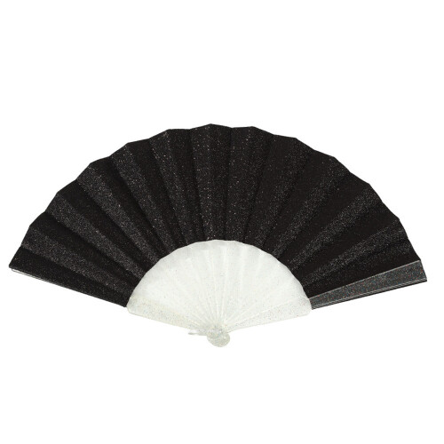 Shimmering Plastic Handheld Fan Sparkling Design Clear-Black