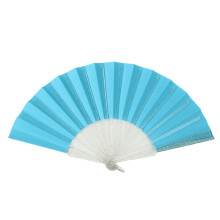 Glittering Plastic Hand Fan Party Essential Sparkling-Blue