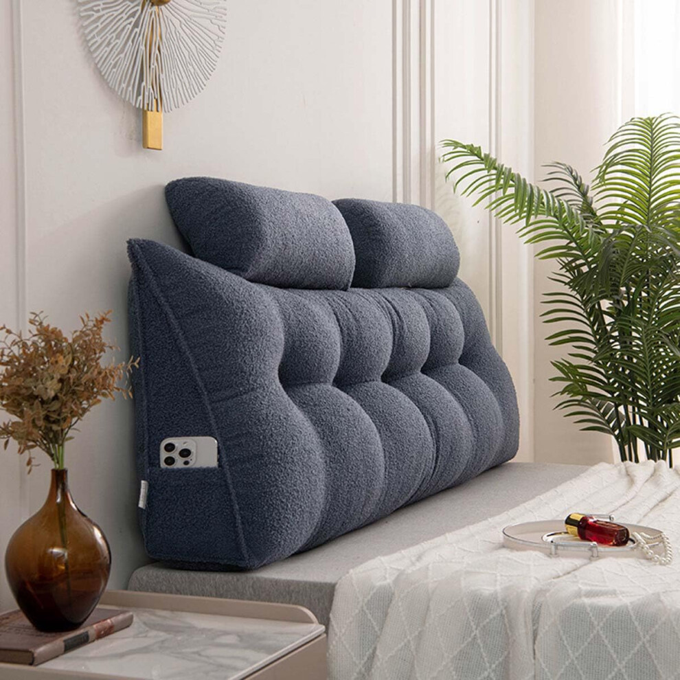 Blue Large Wedge Pillows With Neck Roll Triangular Headboard Rest Pillow 180X50x20 Cm Sofa Daybed Lumbar Support Cushion