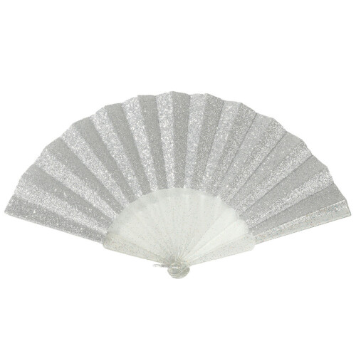 Glittering Plastic Hand Fan Party Essential Sparkling-Silver