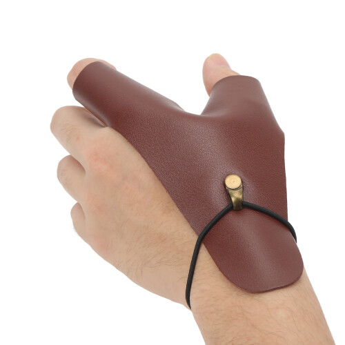 Brown PU Leather Archery Hand Glove Protector with Adjustable Fit 2