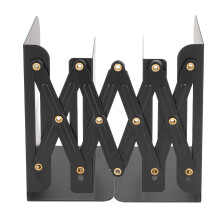 Retractable Black Stainless Steel Bookends with Slim Rounded Edges for Office &amp; Study