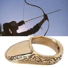 Brass Archery Thumb Ring 19mm Finger Protector with Anti Lost Rope for Outdoor Hunting