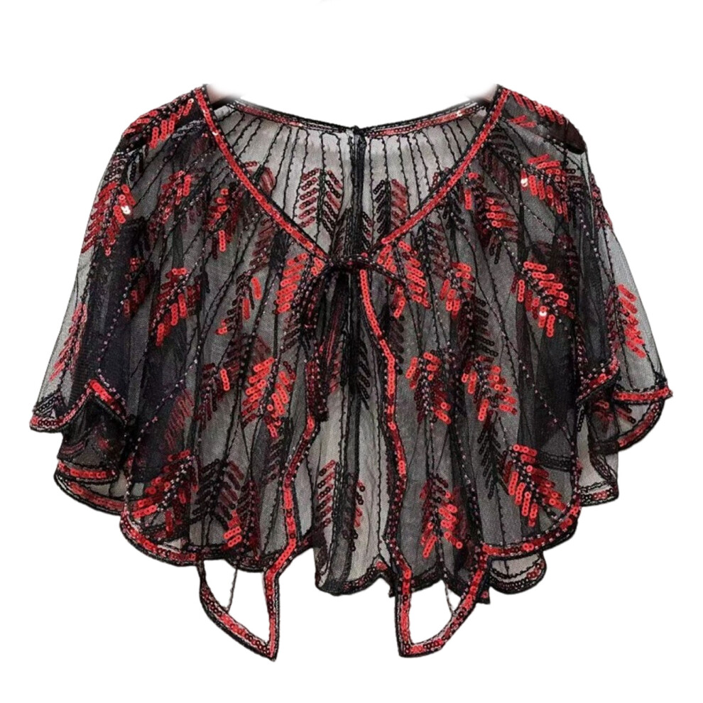 (C) Faux Fur Shawl Sequin Shorts Shawl For Art Deco Sparkle Mesh Loose-image-OPC-PMKMD2K-NEW