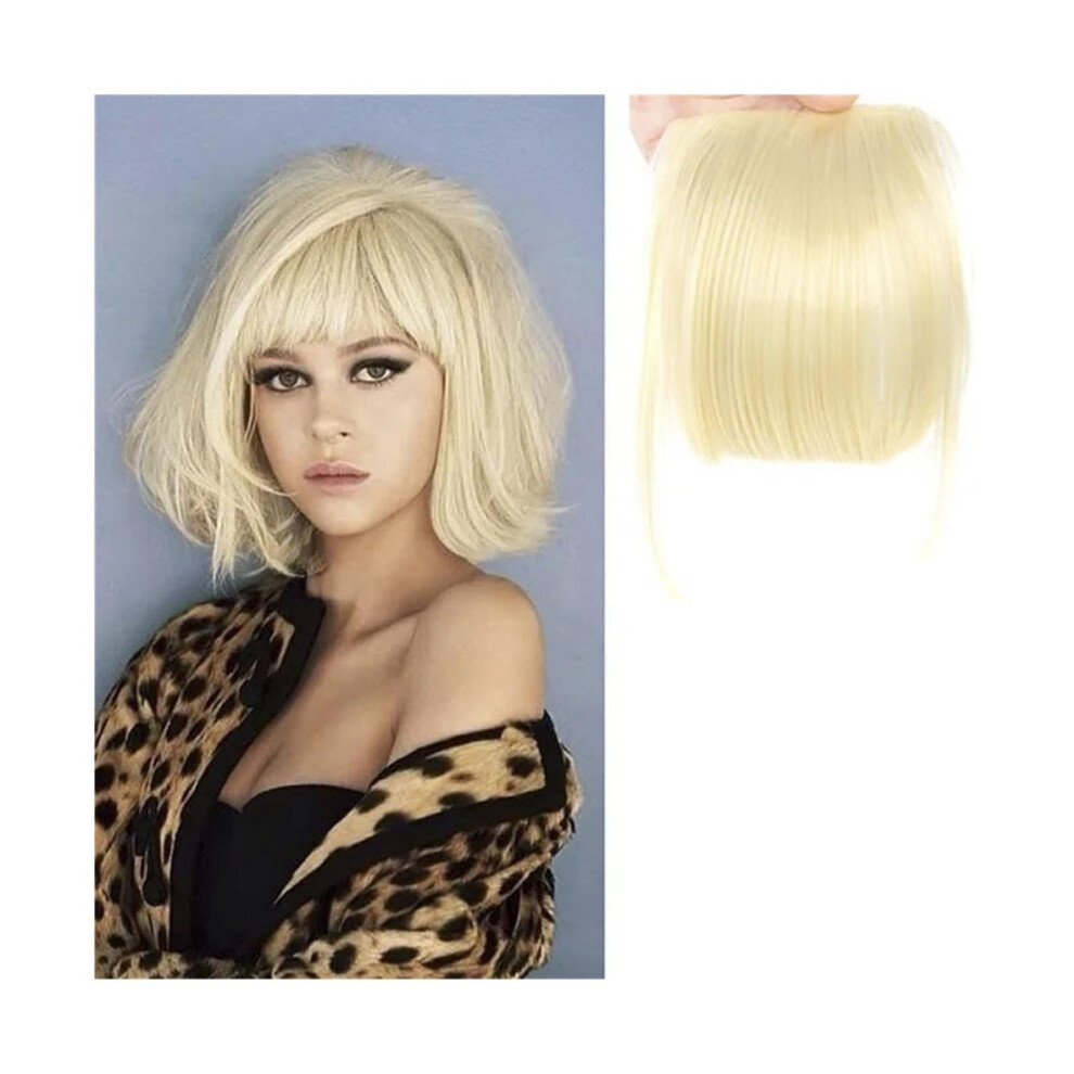 Unisex Clip In Bangs Synthetic Blunt Bangs Clip In Two-Clip Front Fringe Hair Extension False Hairpiece For Women