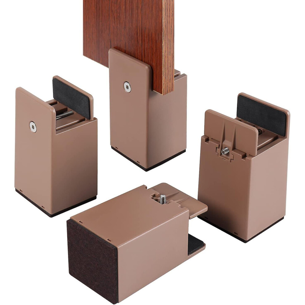 Kikidex (As Show, One Size) Adjustable Bed And Furniture Risers With Screw Clamp, 4Pcs 10Cm Adjustable Bed Risers, Heavy Duty Sofa Tables Chair Risers
