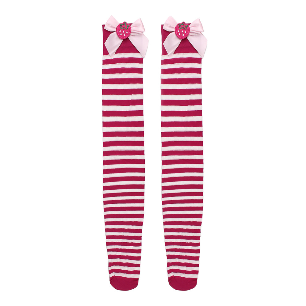 (rose red) Polyester Strawberry Long Cake Socks Soft Comfortable And Warm Easy To-image-OPC-PMKMFRN-NEW