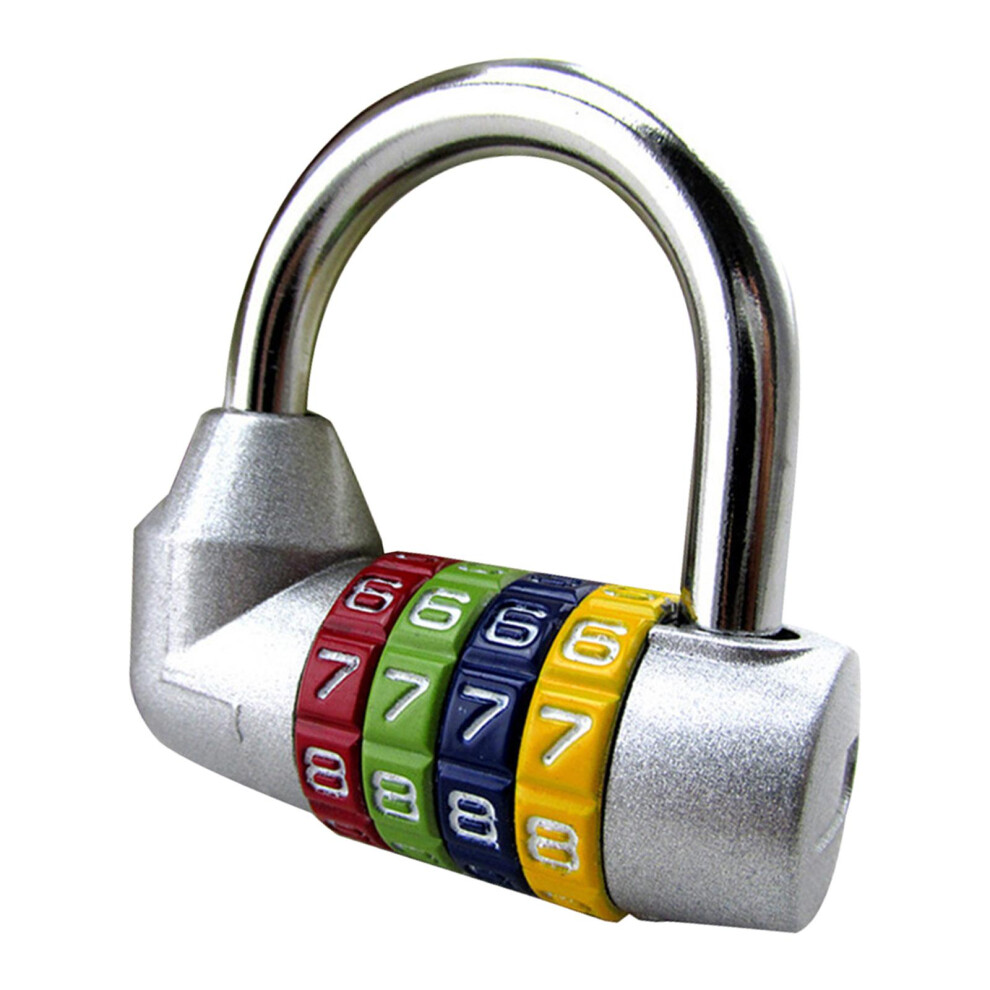 (Silver, Type 4) Travel Combination Padlock 5 Dial Digit Code Lock Password Lock Zinc-image-OPC-PMKMGX2-NEW