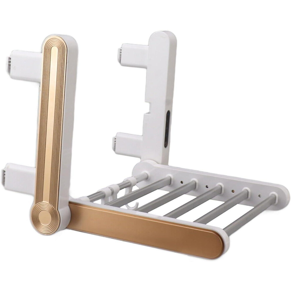 Kikidex (As Show, One Size) Electric Heated Towel Rack, 6 Foldable Aluminum Energy Saving Heated Towel Dryer Bars For Balcony (Eu Plug)
