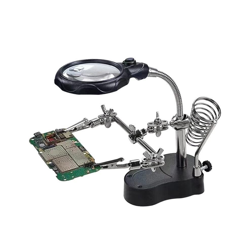 Adjustable Helping Hand For Soldering Station With Led Light And Magnifying Lens 9354506623210