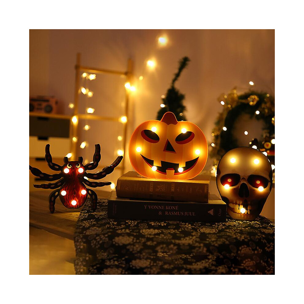 Kikidex (As Show, One Size) Halloween Pumpkin Lamp Decorative Led Lantern Pumpkin Spider Skull Lamp Outdoor Night Light