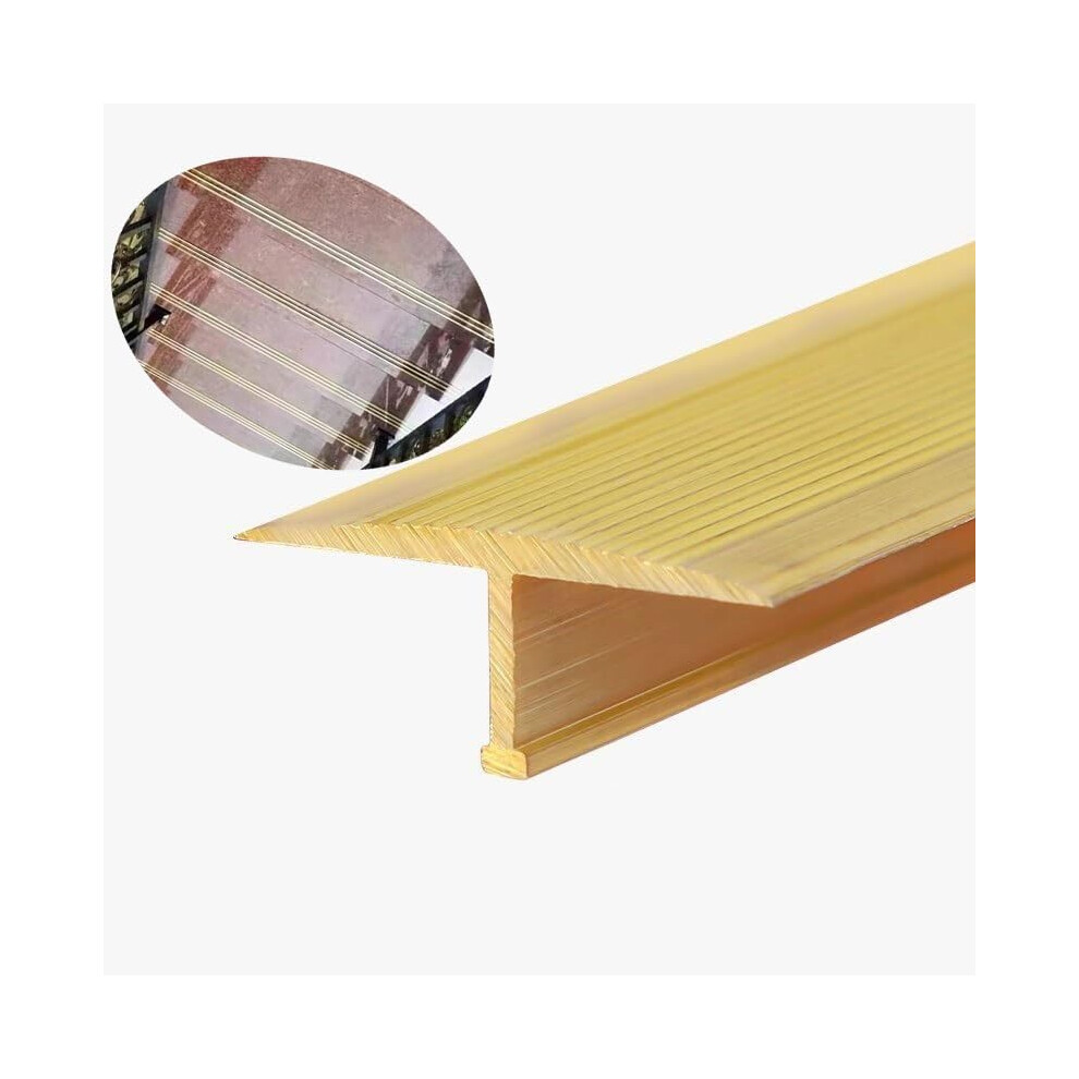T-Shaped Brass Floor Transition Strip, 3.3Ft, 27X11mm (1.06X0.43in) Threshold Bar For Wood Vinyl Laminate Tile Floors 9105992836574