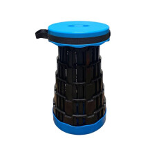(Blue/Black) Portable Telescoping Seat for Camping: Foldable, Retractable, and Adjustable Outdoor Stool