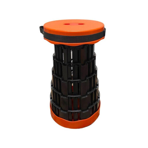 (Red/Black) Portable Telescoping Seat for Camping: Foldable, Retractable, and Adjustable Outdoor Stool