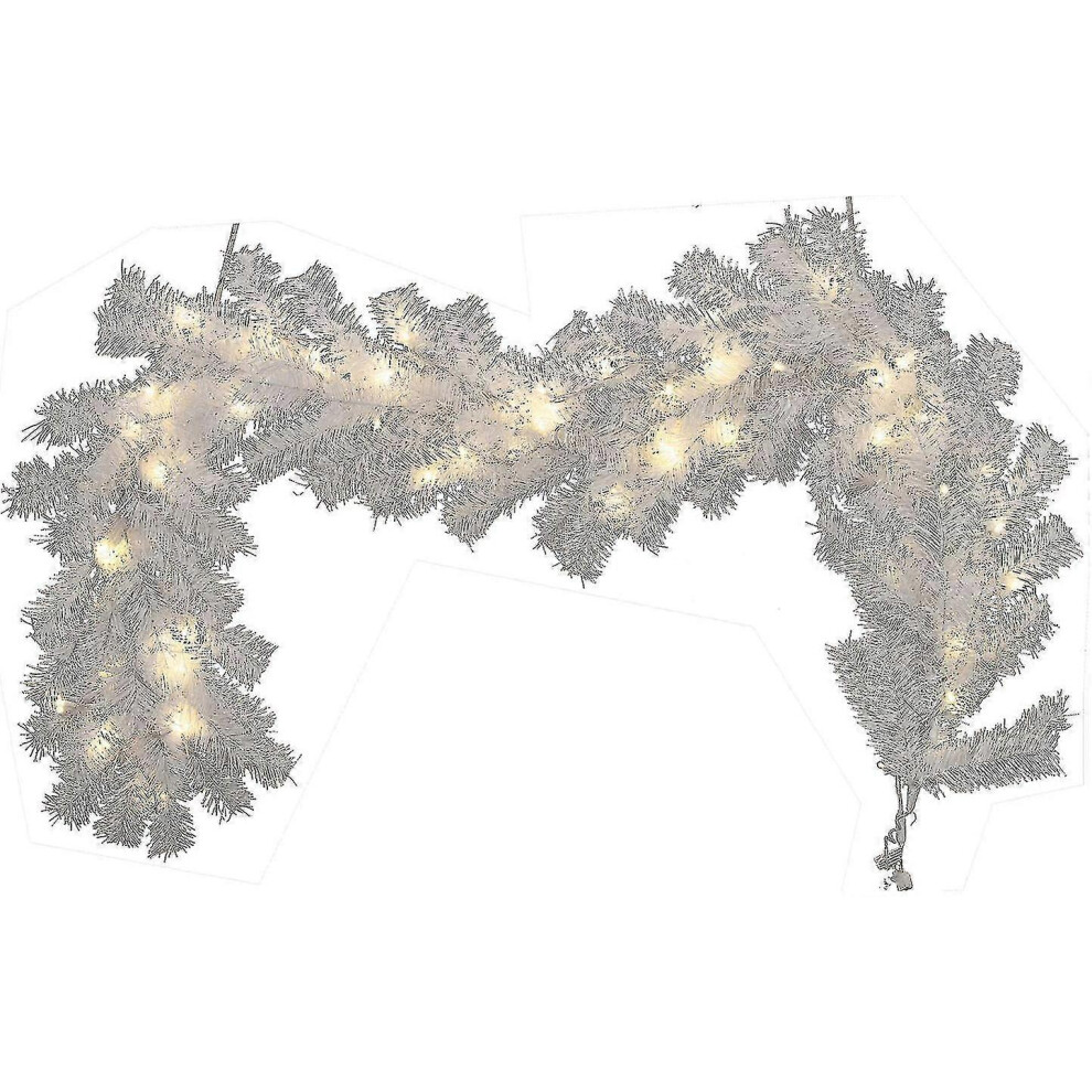 Kikidex (As Show, One Size) 9Ft Pre-Lit Christmas Garland 2.7M Artificial Garlands With 30 Led Lights White