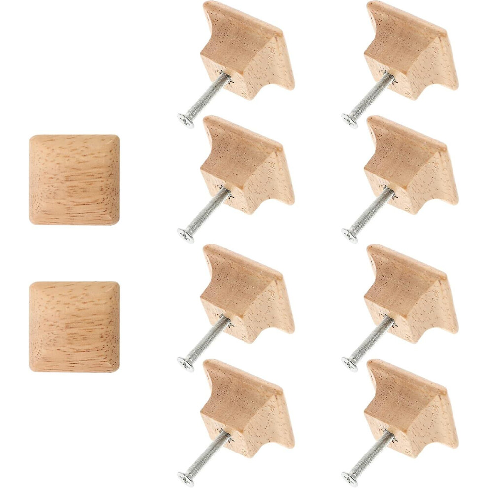 Kikidex (As Show, One Size) 10Pcs Square Wood Knobs Wooden Cabinet Handles Wardrobe Pull Dresser Knobs Cupboard Furniture Handles Hardware