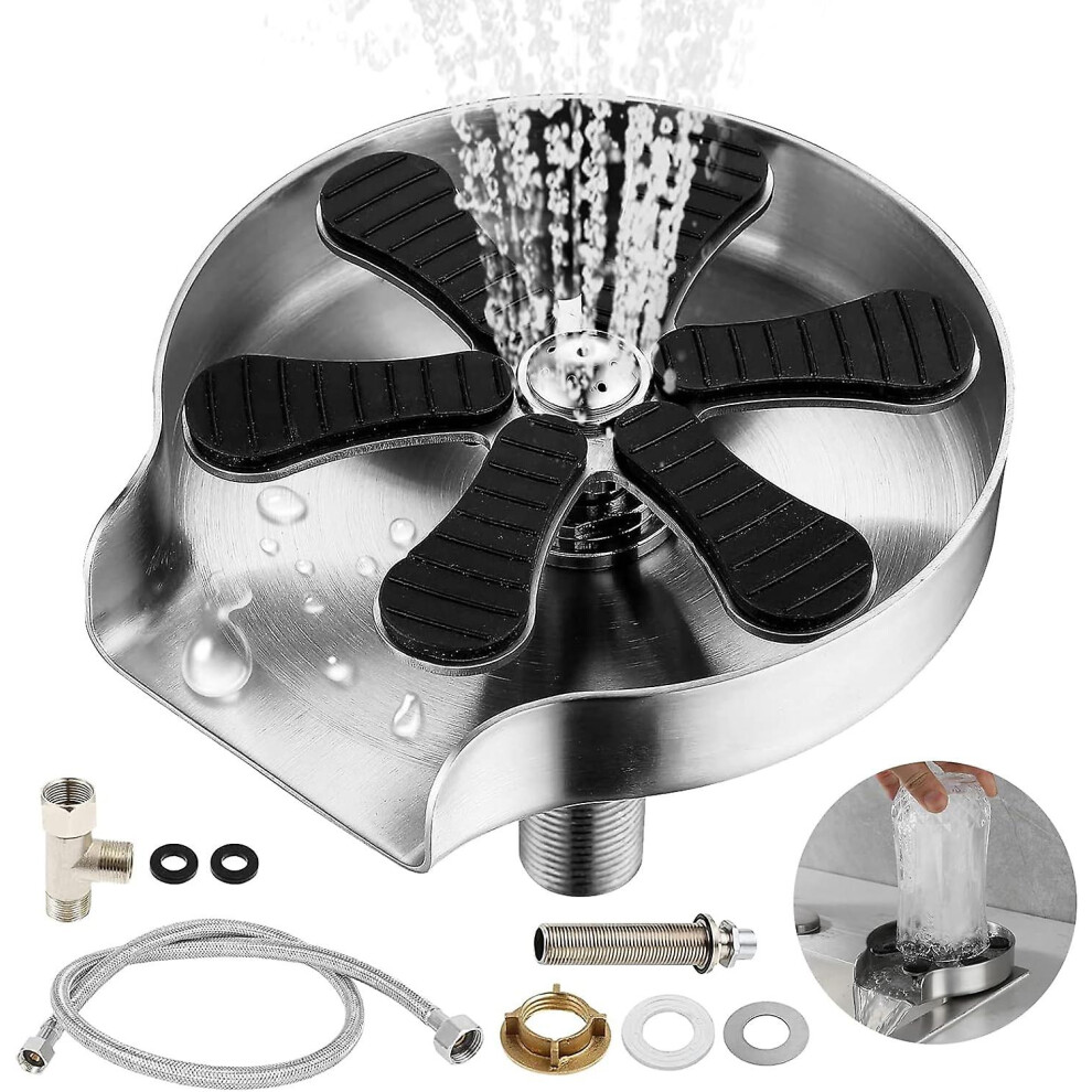 Kikidex (As Show, One Size) Stainless Steel Sink Glass Rinser High Pressure Glass Washer Accessories For Kitchen Sink Bar Restaurant Cafe