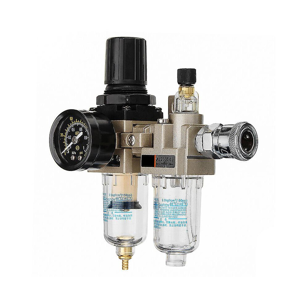 Kikidex (As Show, One Size) Manual Pneumatic Air Pressure Filter Regulator Compressor Oil Water Separator 150Psi Al2000-02 Aw2000-02