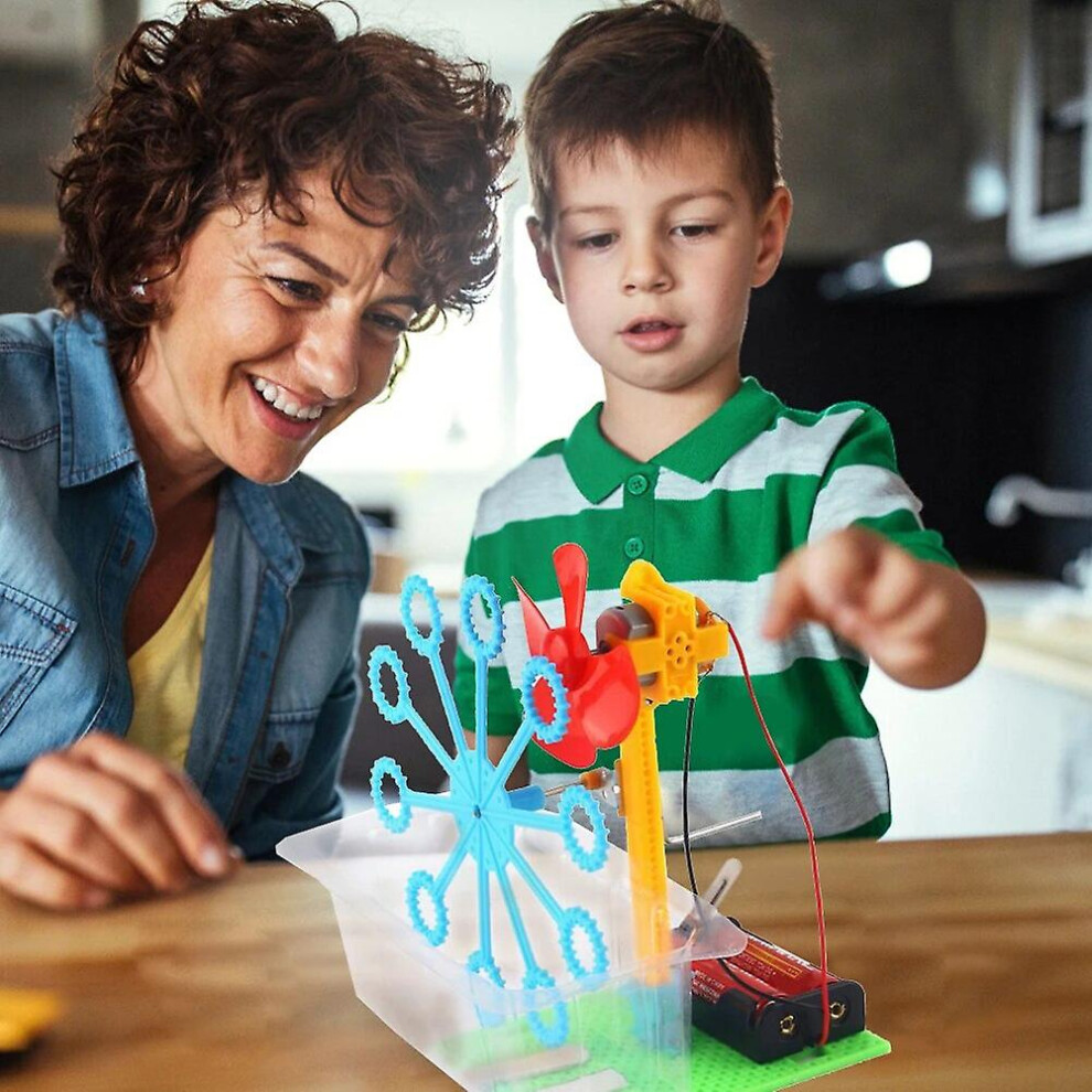 Kikidex (As Show, One Size) Handmade Hand Cranked Bubble Machine Developing Intelligence Hands-On Ability Scientific Experiment Diy Toy For Children
