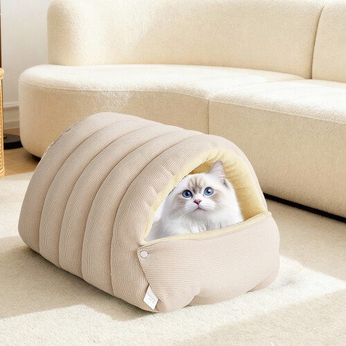 Grotte pour chats fermée en peluche,-Taille moyenne vert clair 2