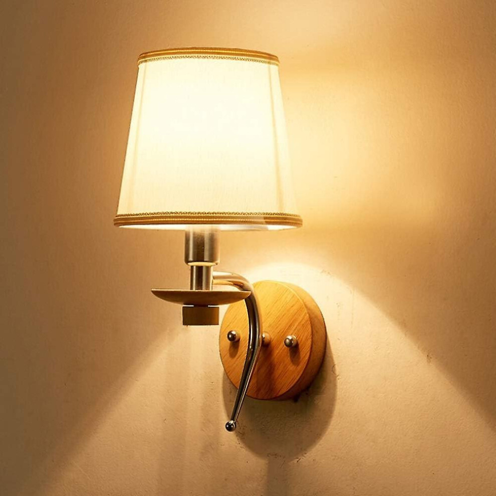 Kikidex (As Show, One Size) European Style Simple Restaurant Living Room Lamp Bedroom Bedside Lamp E27 Solid Wood Energy Saving Luxury Wall Lamp