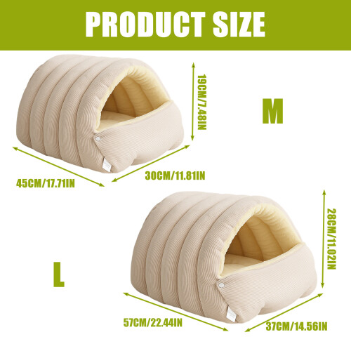Grotte pour chats fermée en peluche,-Taille moyenne vert clair 1