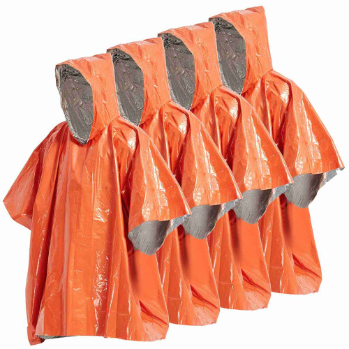4er Pack Notfall-Regenponchos | Wasserdichte Thermo-Camping-Ausrüstung 2