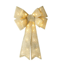 (Glowing Gold Bow)Hell beleuchtete Weihnachtsschleife Deko Wand Display LED Akzente für elegante Deko Urlaub