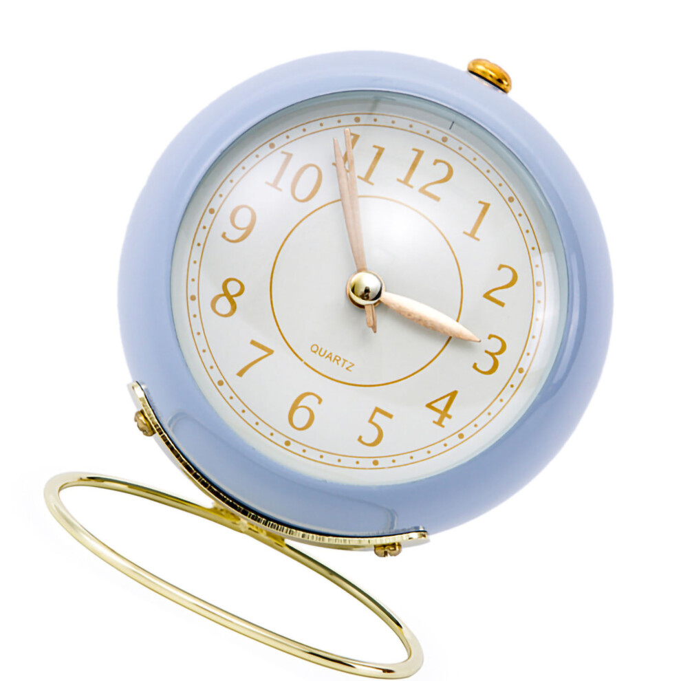 Elegant Metal Round Children's Quartz Alarm Clock, Mute & Stylish Purple