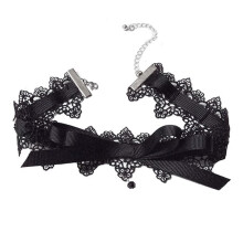 Sexy Black Lace Bow-Knot Choker Necklace Fashion Collar Necklace
