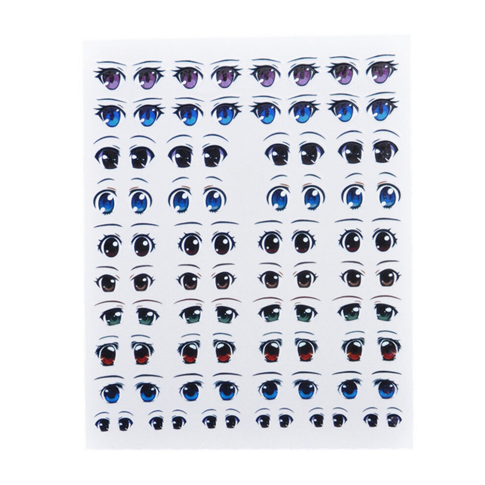 DIY Cartoon Eyes Stickers Water Decals for Doll Accessories-C