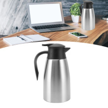 Große 2L Edelstahl Thermoskanne mit Pressverschluss für Kaffee Zuhause, Studenten, Vorrat