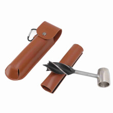 Manual Steel Wood Auger Wrench with PU Leather Case, 6.3in Drilling Tool